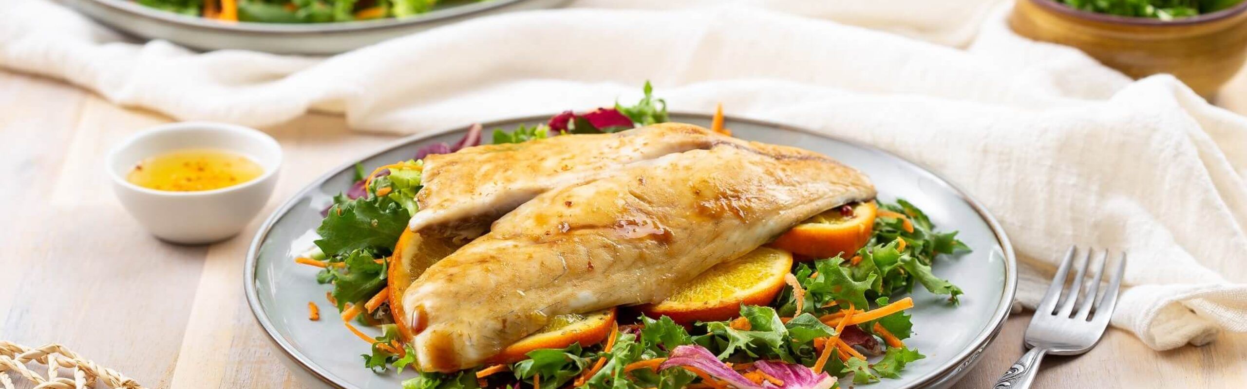 Sea bream fillet with orange dressing