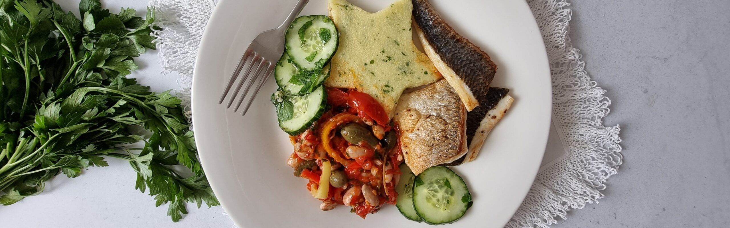 Filet orade s povrćem, mladim grahom i palentom