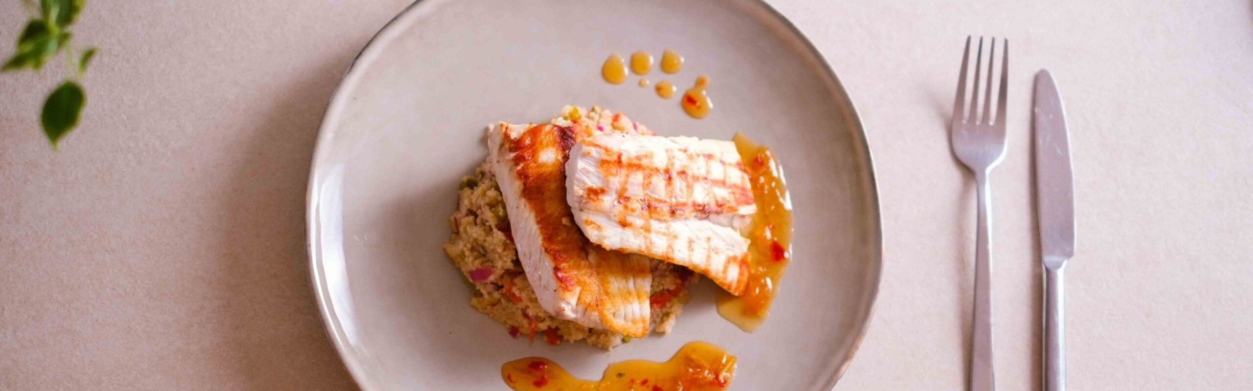 Ombrina grigliata con couscous e composta di limoni